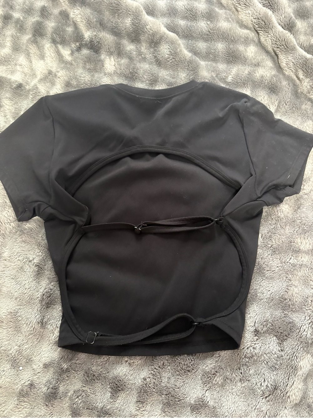 Garage Black Short Sleeve Cutout Crop Top